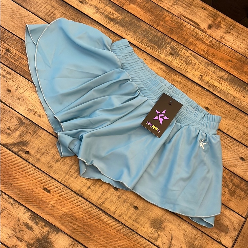Blue Athletic Shorts with Elastic Waistband REBEL